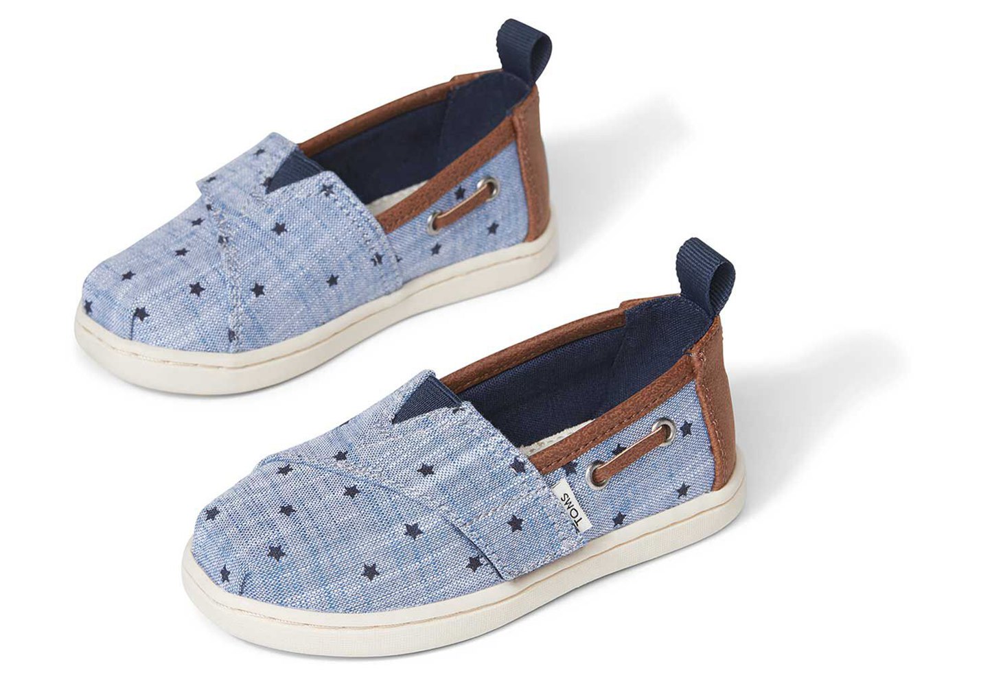 Toms Espadryle Dziecięce Niebieskie - Alpargata Tiny Chambray Stars - 71OBUZMCF